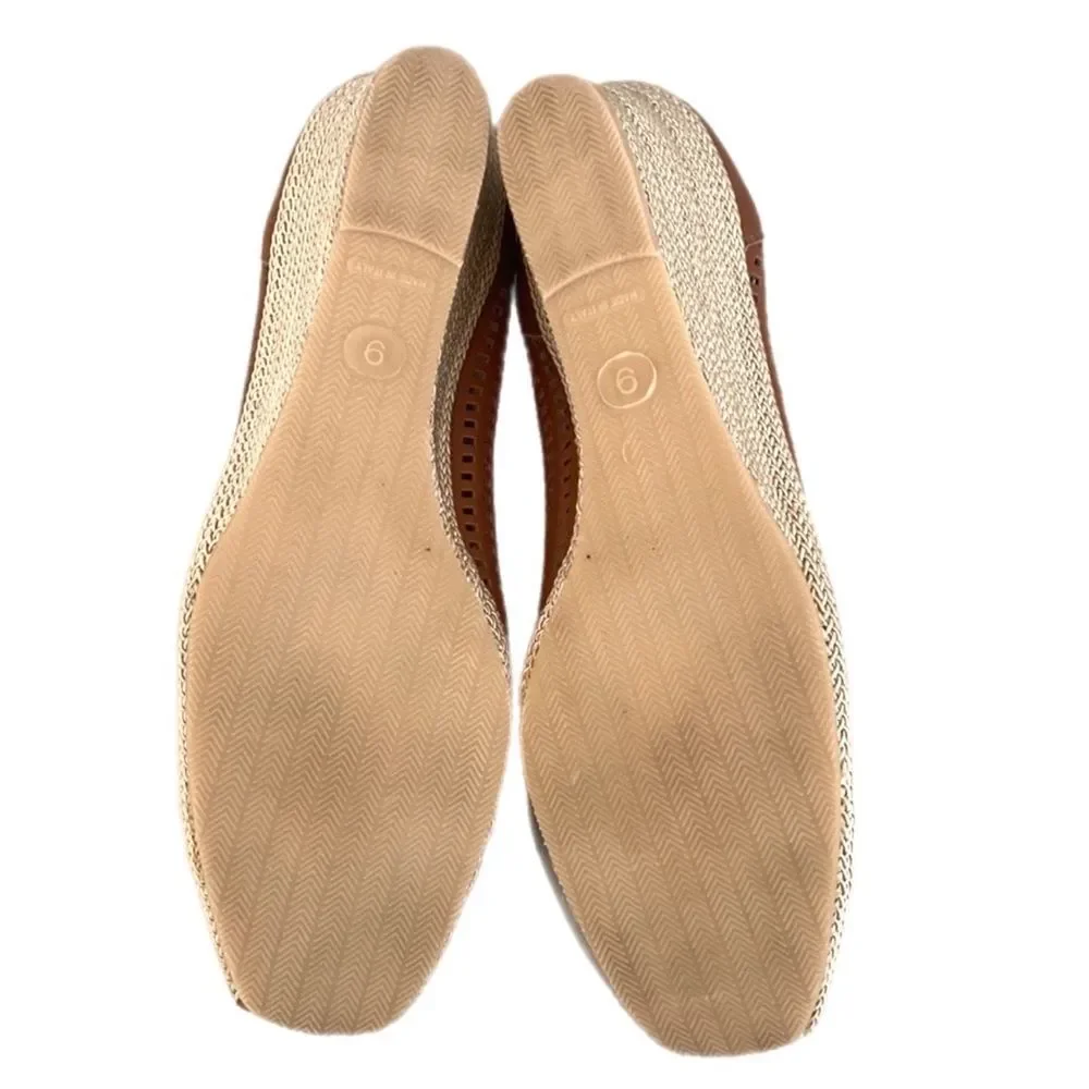 Sesto Meucci Brown Leather Woven Wedge Open-Toe Sandals Sz 9 Narrow
